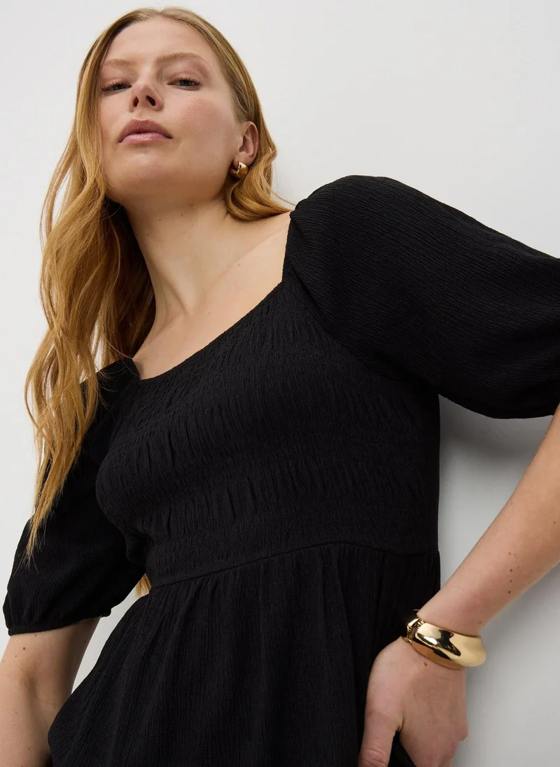 Matalan Black Jersey Shirred Midi Dress